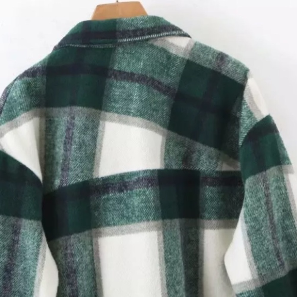 SOLD OUT Green Plaid Oversized Flannel Shacket Shirt Jacket - Picture 15 of 15